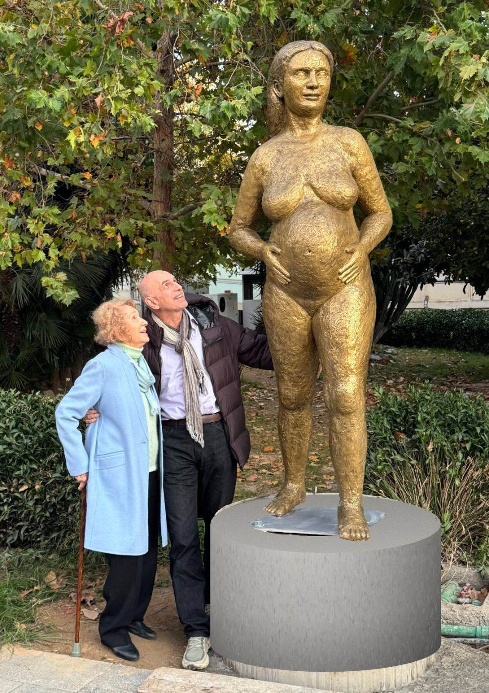 Aretaieia, gilded figure of a pregnant woman at Aretaieion University Hospital, Athens