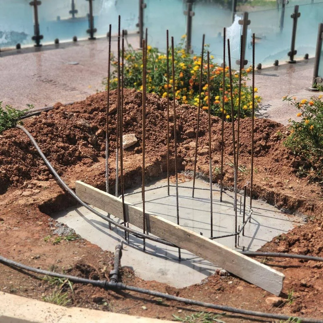 Vertical reinforcement on the footing
