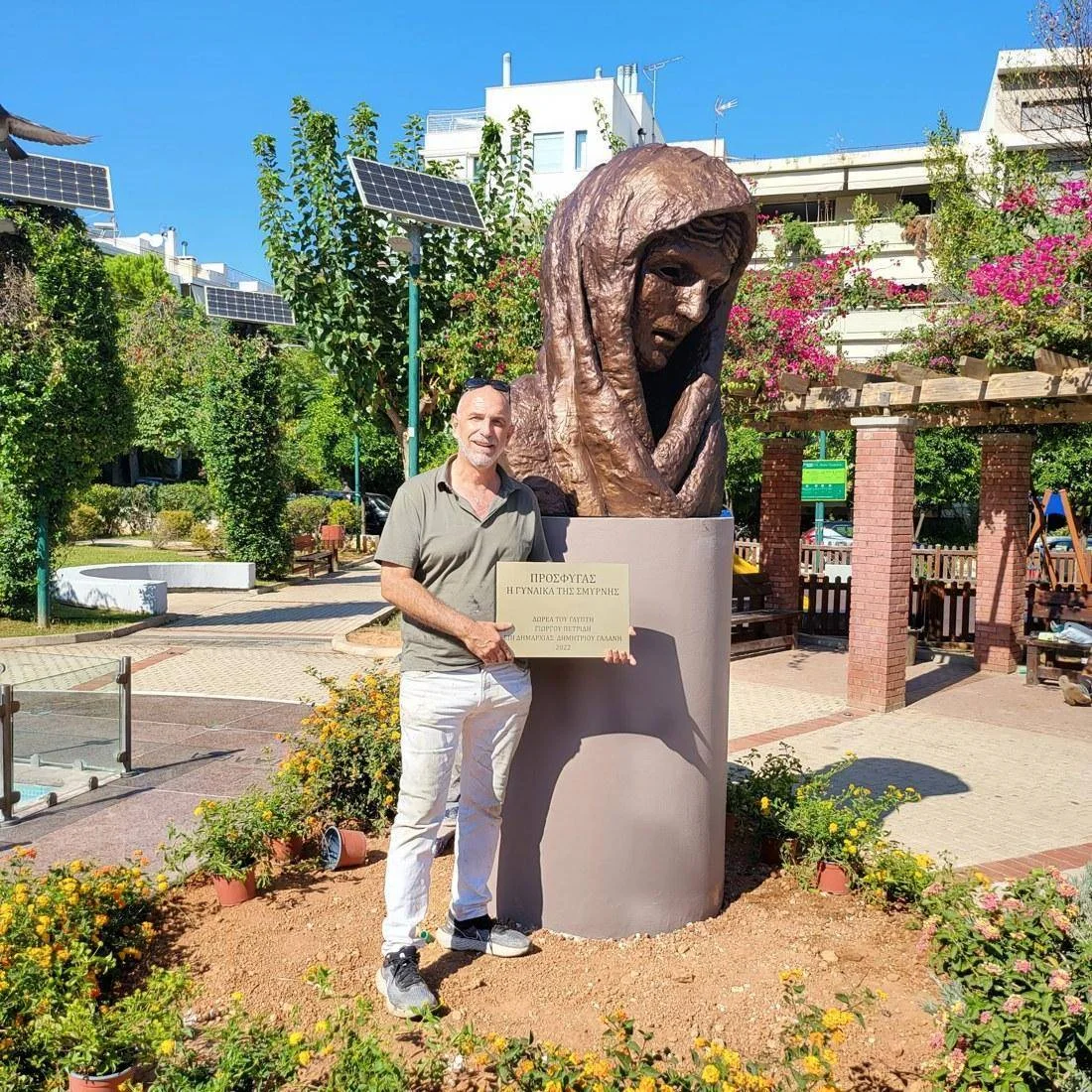 George Petrides at the completed installation