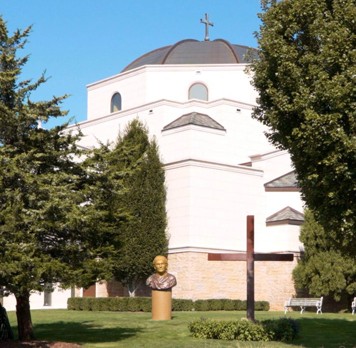 Constantine and the Vision of the Cross, outdoor bust at the Greek Orthodox Church of the Hamptons