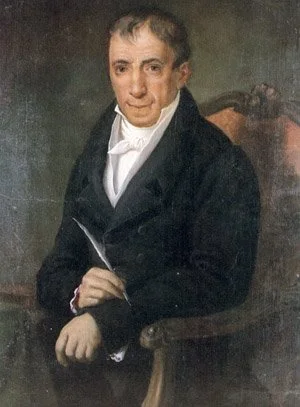 Portrait of Adamantios Korais holding a quill