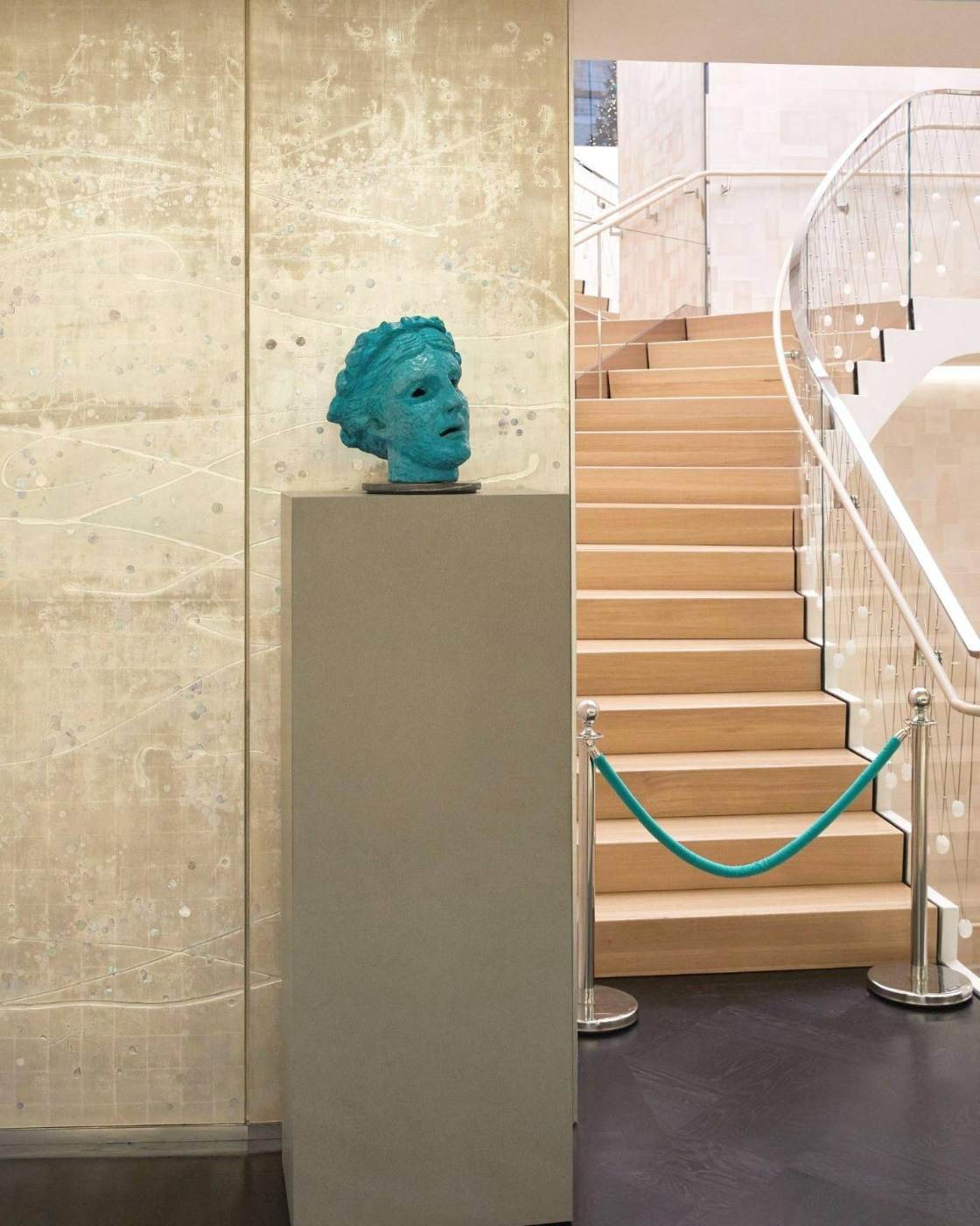 Head of Thalia II, blue-green patinated bronze at Tiffany & Co. The Landmark